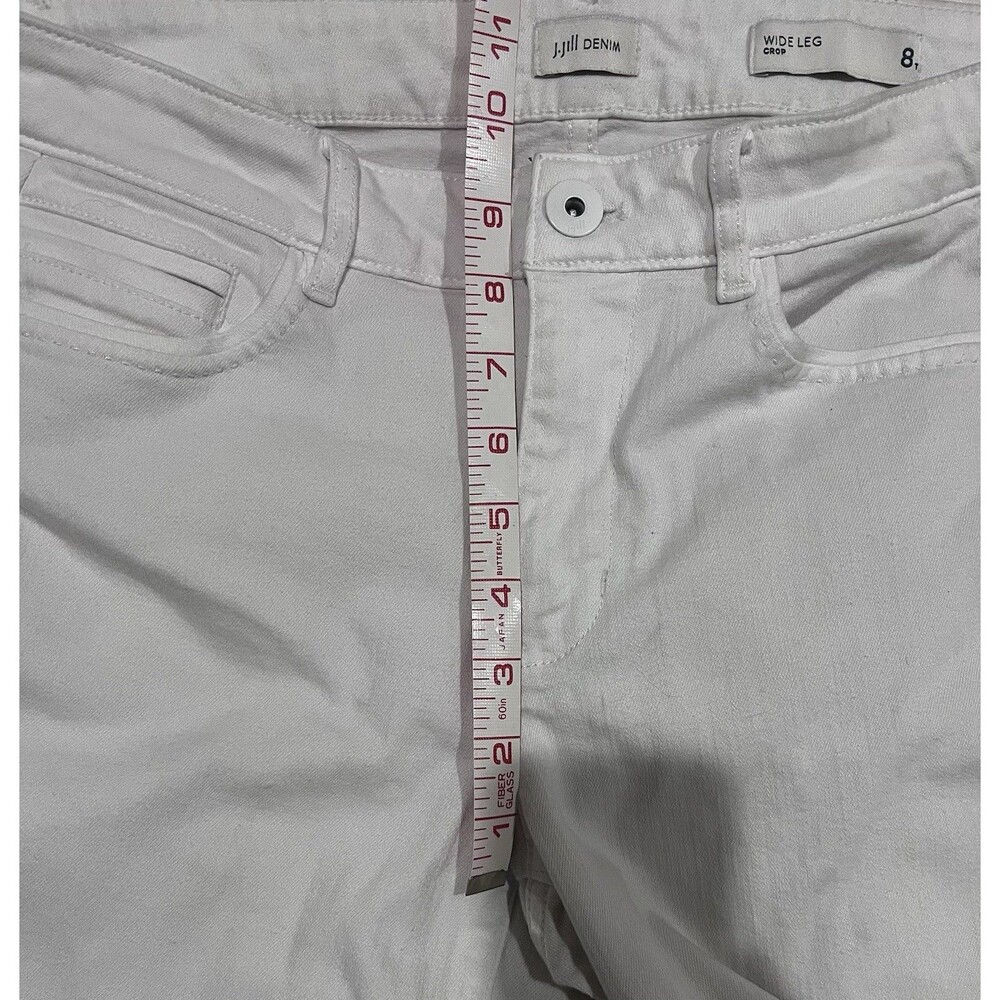 J Jill Denim Stretch Wide Leg Cropped Pants White Size 8T Inseam 26 Inches - Picture 6 of 9